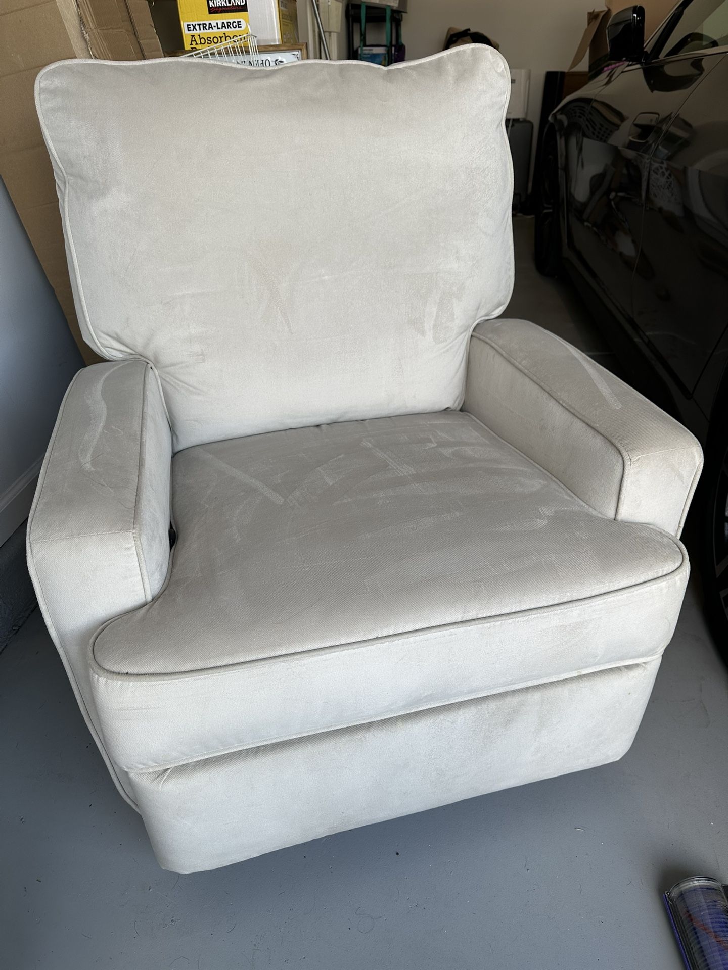 Reclining upholstered swivel rocker