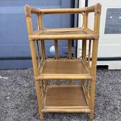Vintage Bamboo Shelving Unit 28 X 13 X 11” Three Shelf Unit Boho Style