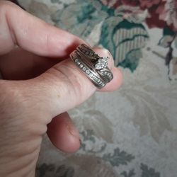 925 Silver Diamond Engagement Ring Set