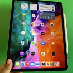 256GB Apple IPad Pro 12.9” 4th Generation (2020 Model/ Face ID/Liquid Retina ) WiFi + cellular (LTE/Unlocked) with Accessories(Apple pencil supported)
