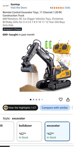 Samtop RC Excavator Toy with Remote Control