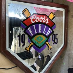 1995 COORS FIELD WOOD FRAMED MIRROR - INAUGURAL SEASON