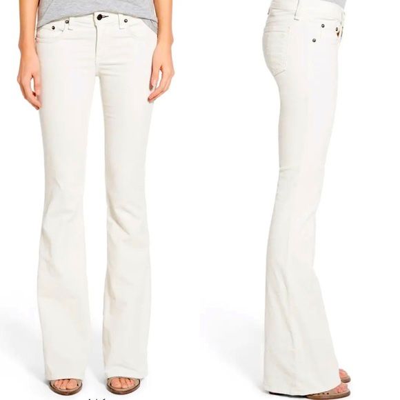 RAG & BONE Winter White Mid-Rise Corduroy Elephant Bell Flare Leg Pants NEW