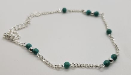 Bohemian Turquoise Silver Anklet
