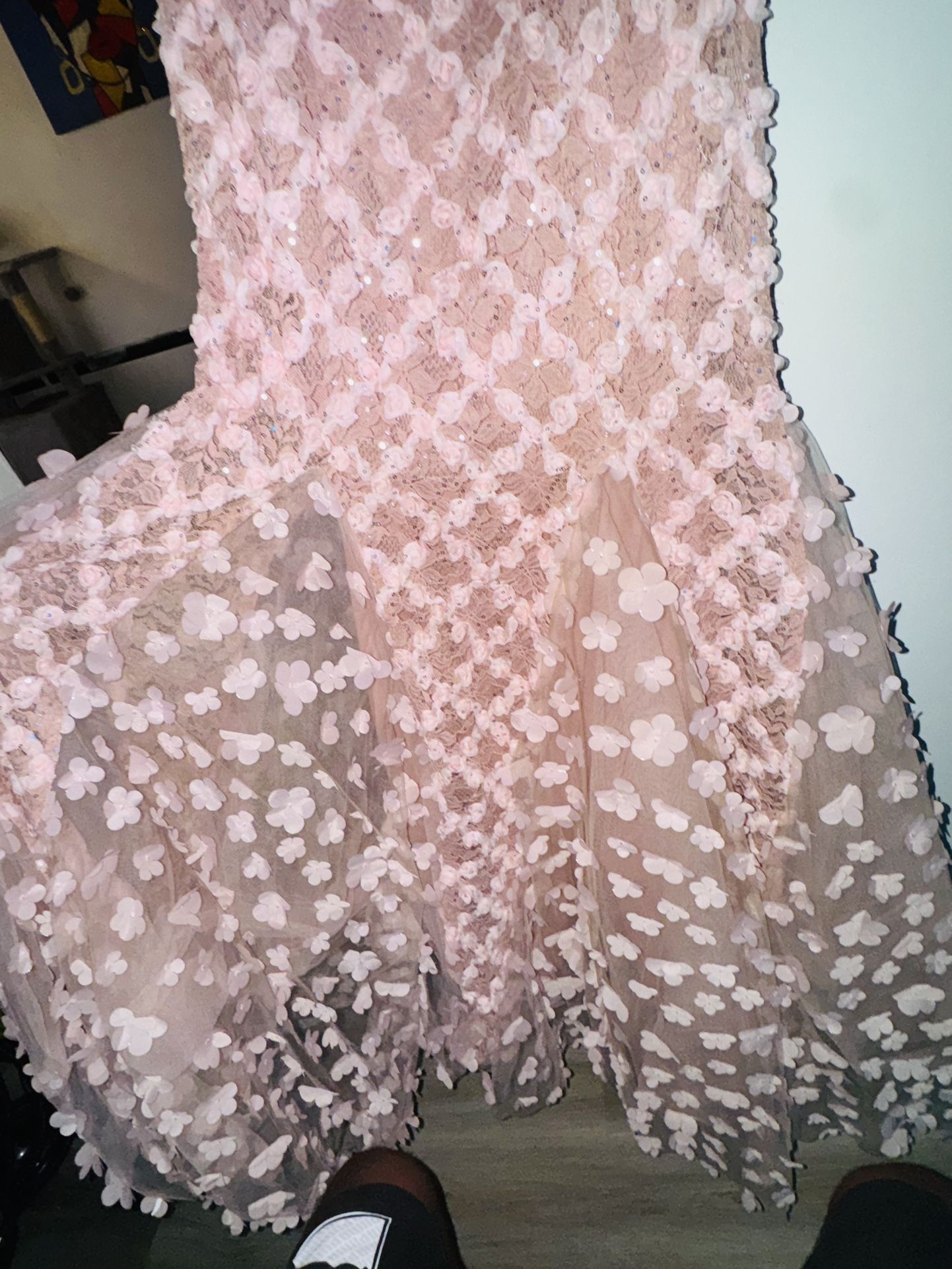 Carmen Floral Maxi Gown in blush