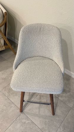 4 Modern Boucle Counter Stool with Wood Legs