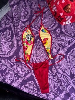 Butterfly Print String Bikini Set