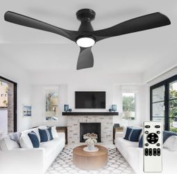 New 52-Inch Ceiling Fan with Light 3 Blade Flush Mount Low Profile Ceiling Fan Reversible Dimmable