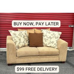 Tan Loveseat w/ Pillows - Free Curbside Delivery