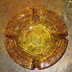 Vintage Mid Century Anchor Hocking Glass Ashtray - Amber Gold .