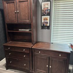 Office Furniture 3 Piece Hutch With Drawer And Printer Cabinet 