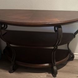 Wood 2-Shelf Console Table