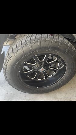 4 BFGoodrich All-Terrain (Baja Champion) LT265/65R17 tires mounted on 17-inch XD Series rims