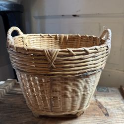 Vintage Handwoven Bamboo Basket