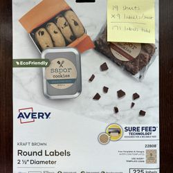 Avery Kraft Brown Round Labels - 2.5” - Multipack