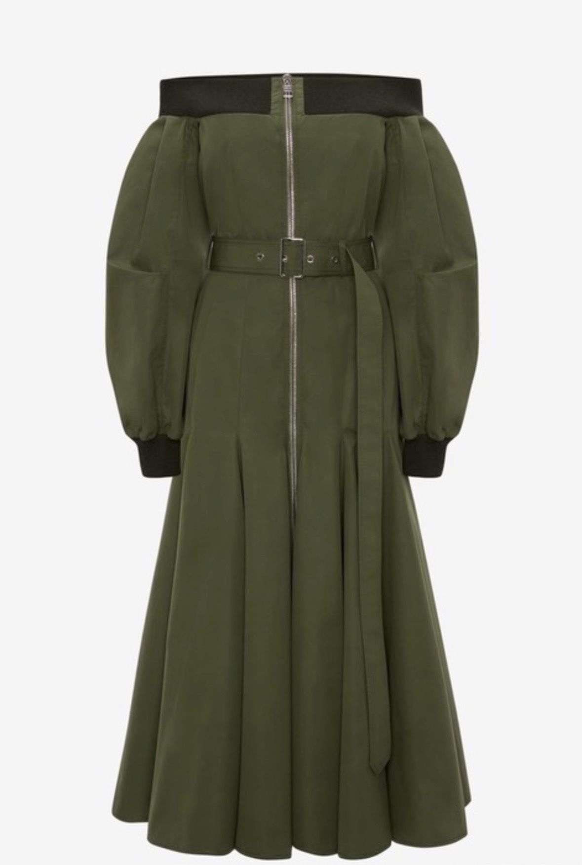 NWT Alexander McQueen Off The Shoulder Godet Dress in Green Size38/US0-2