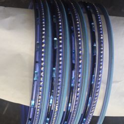 Set Of 13 Mixed Blue Thin Metal Bangles