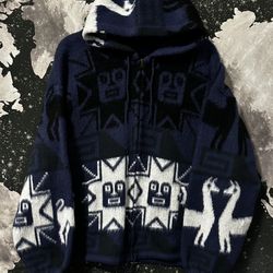 Aztec Indigenous Alpaca Knit Zip Hoodie 