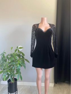 Black Velvet Lace Sleeve Mini Dress