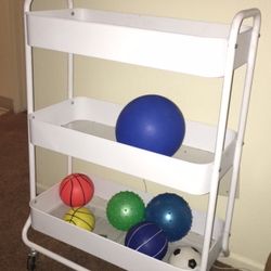 3 Tier Metal Utility Cart White