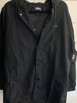 Men’s Stussy Long Hooded Coach Jacket Windbreaker Size Medium NEW W/ TAGS