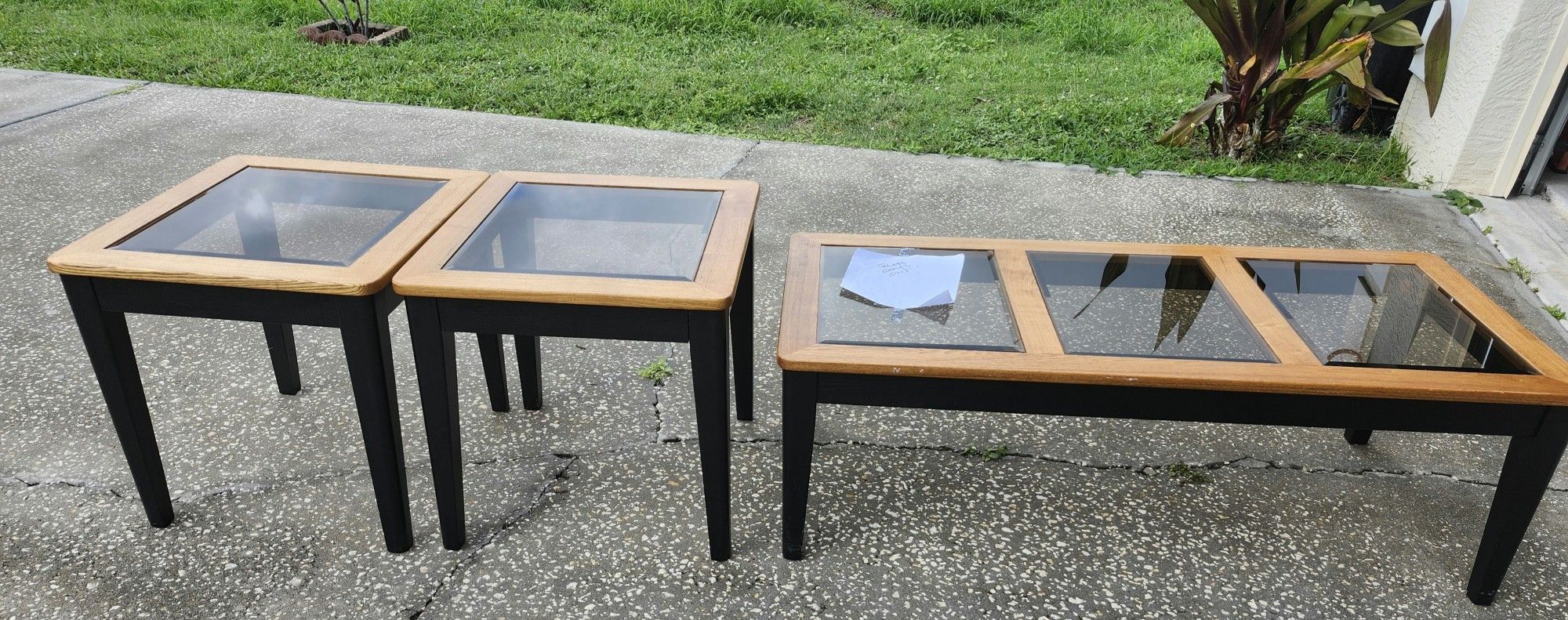 Set of glass top tables
Coffee table: L 52" x W 24"
Side tables: L 21" x W 23"
All $30
Serious Buyer