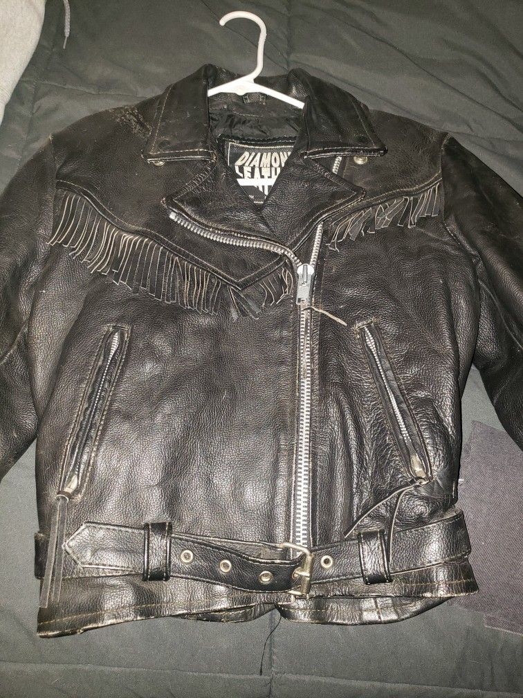 Kids Size 10 Leather Biker Jacket