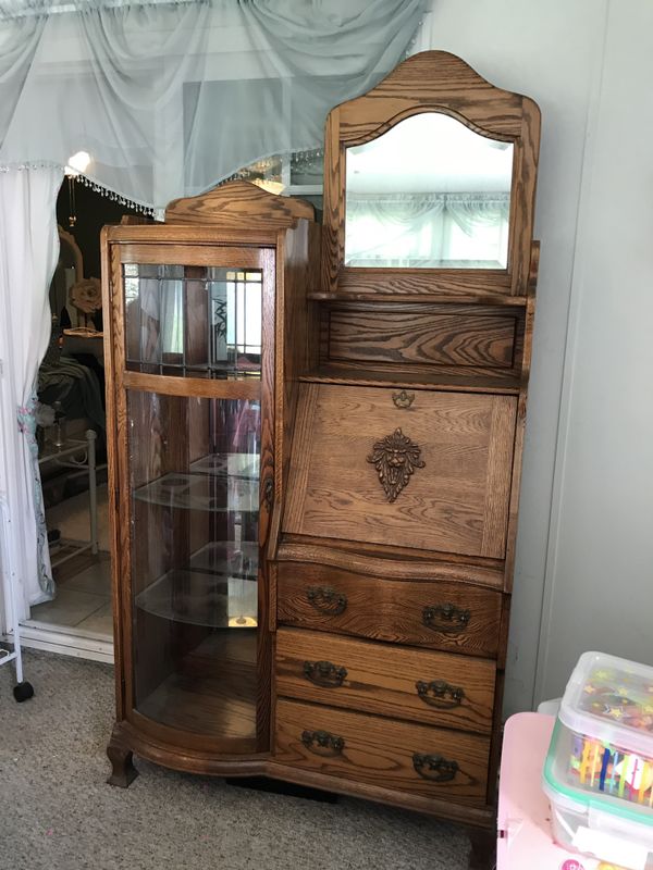 Mirrored Curio With Side Secretary Desk This Is A Beautiful Antique Which Has Been In My Family For Many Years Rancho Cucamonga Ca