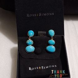 18k Gold Over Sterling Silver Turquoise Earrings 