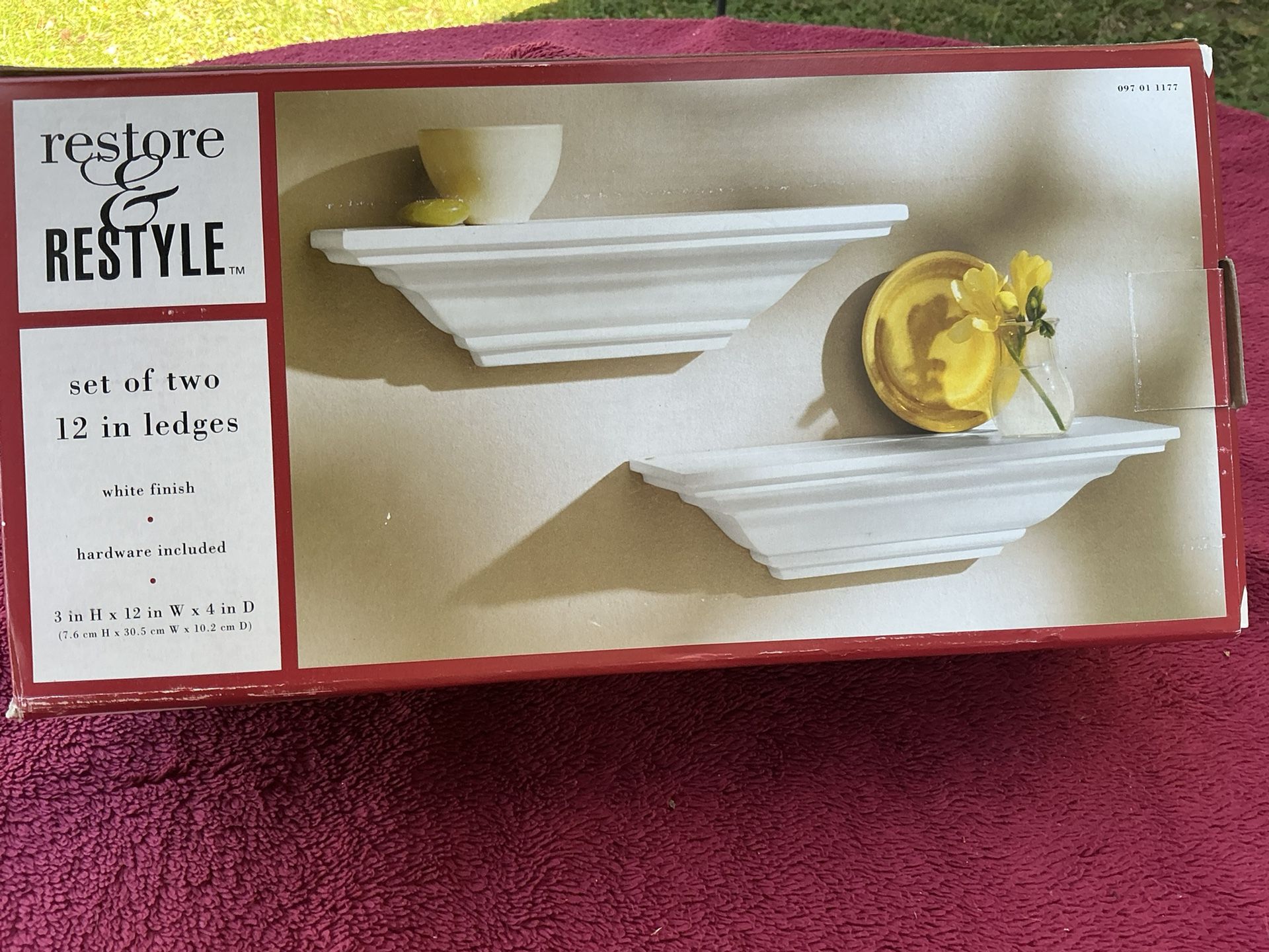 Floating Shelves, White Crown Moulding 12”