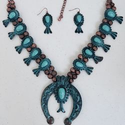 Turquoise Rustic Antique Costume Jewelry Adjustable  Necklace Take For Price Listed. 