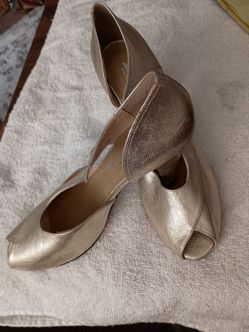 Gold Metallic Peep Toe D'Orsay Heels