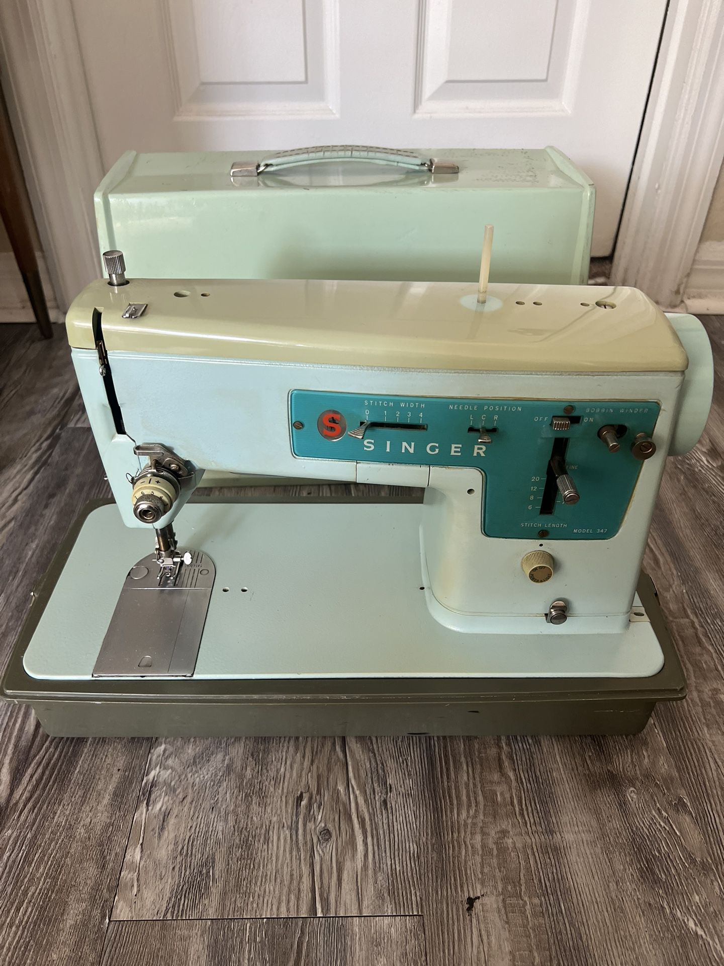 Vintage Singer Sewing Machine Model 347. Does not have a cord or pedal.