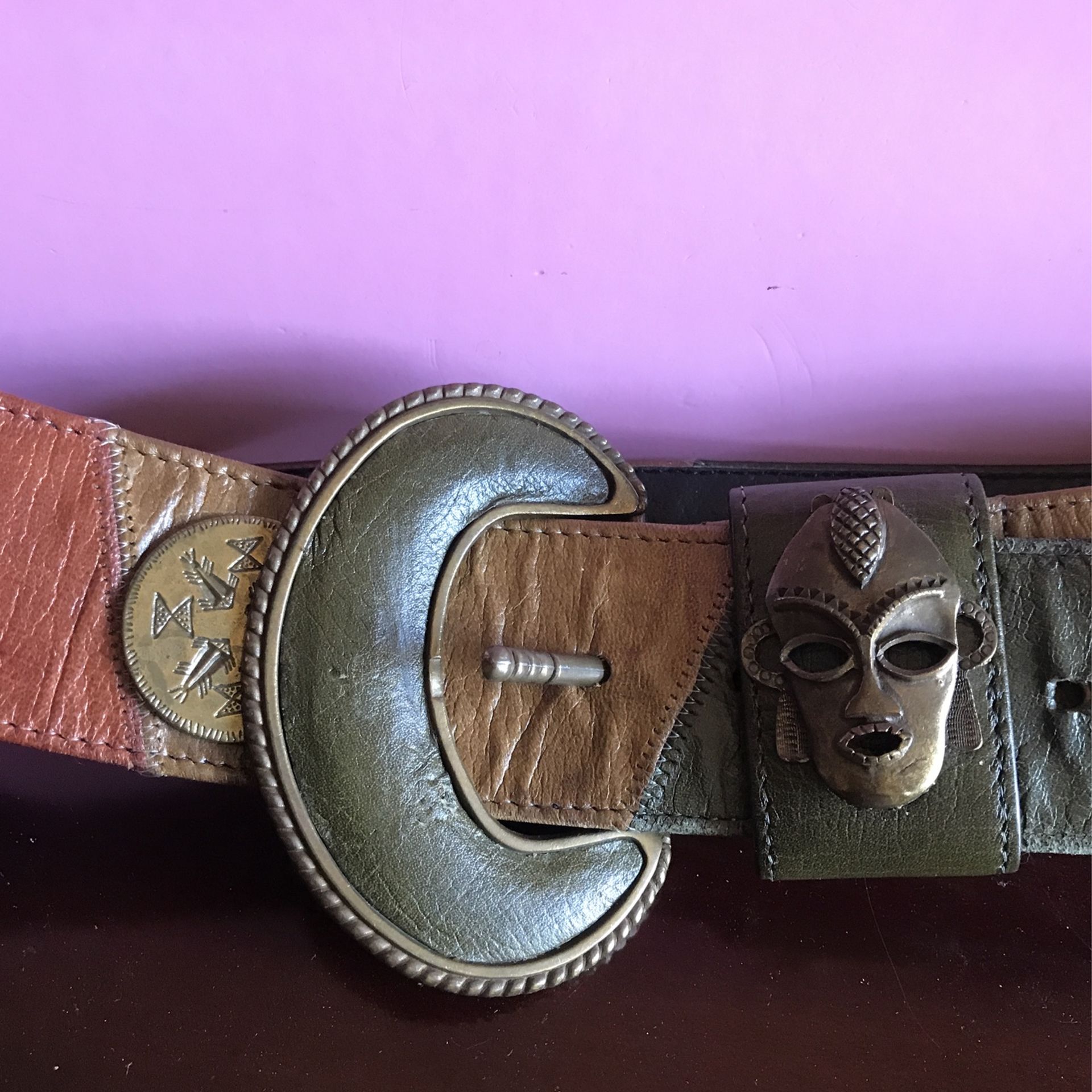 Vintage Alden Howard Mod Multi Color block Leather Belt  display picture 2