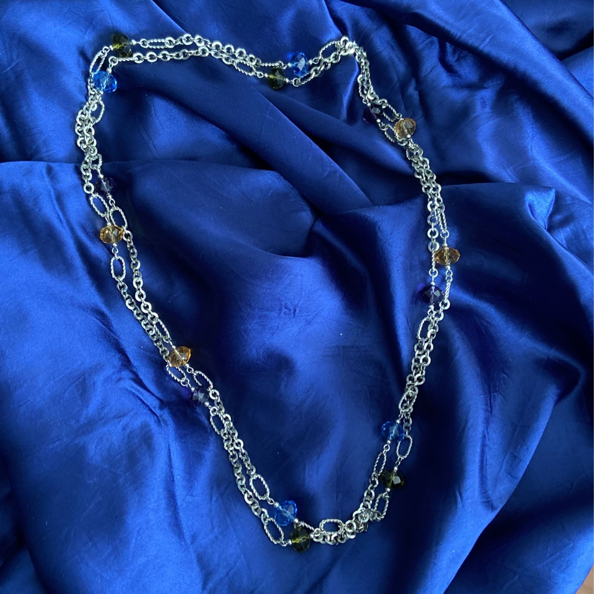 Metal And Multi Colored Stone Necklace