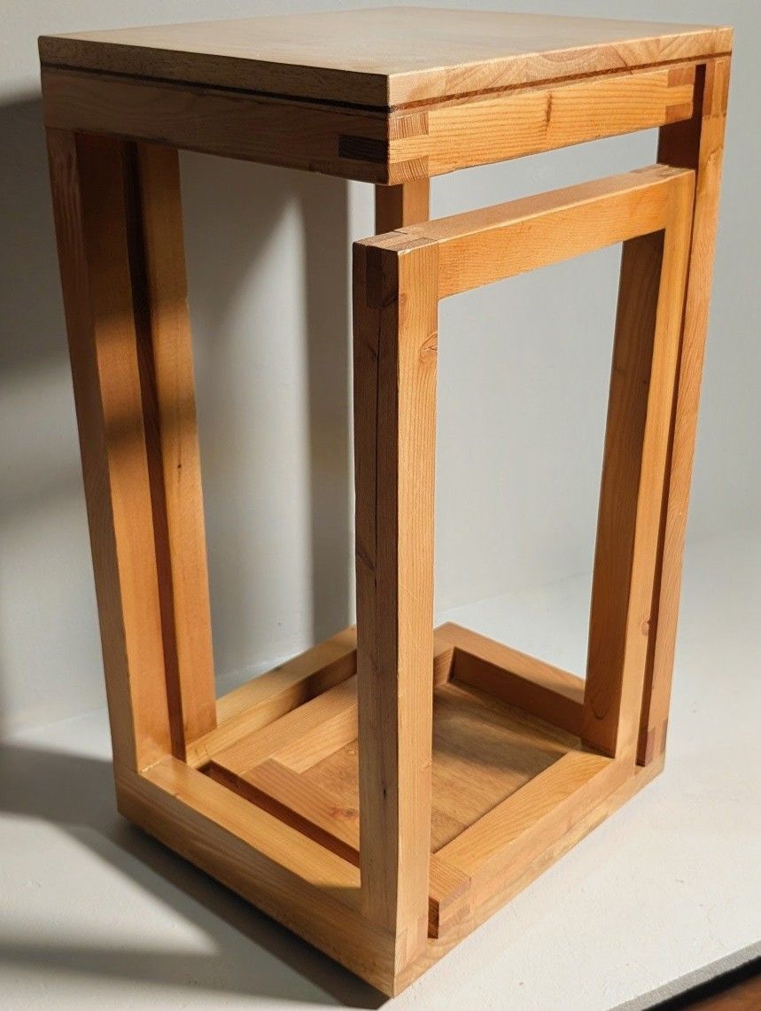 Wraparound Bridle Joint Side Table – Douglas Fir & Brazilian Mahogany
