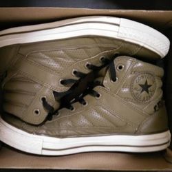 Converse Chunk Taylor All Star High Top Green Olive Leather Men's Shoes