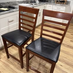 Set of 2 Wood Bar-Height Chairs — Great Deal, Sturdy Build — Pick Up Today in Marlborough MA!