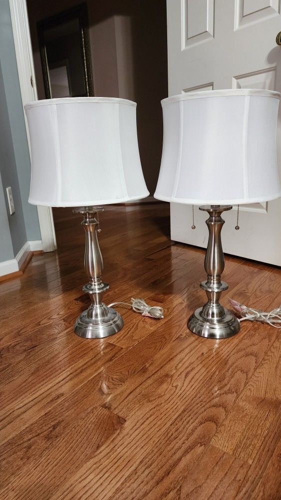 2- Silver Desk/Coffee Table/Night Stand Lamps