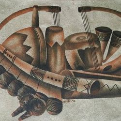 Tataa Nshue - Sand & Acrylic paint