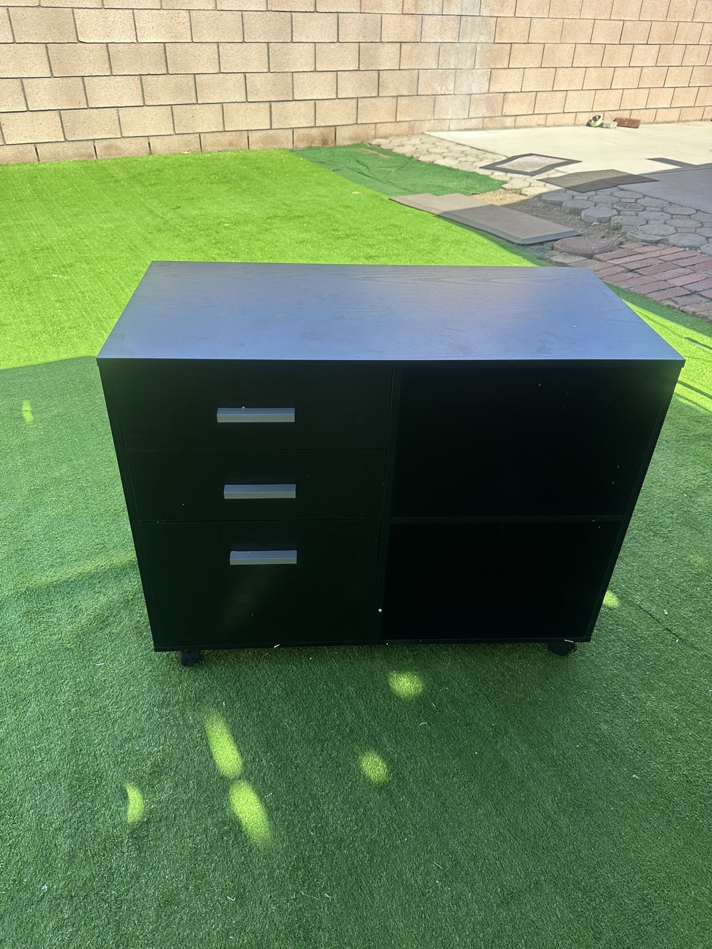 3 Drawers Cabinet With File Wood New $65