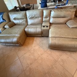 Taupe Beige Power Recline Sectional 