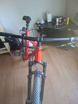 Red Mountain Bike with Suspension Fork