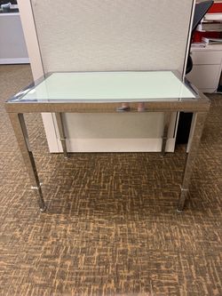 Silver and white accent table