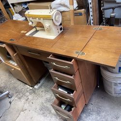 Table With Singer Sewing Machine