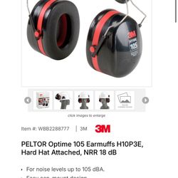 3M PELTOR Hard Hat Attached Earmuffs