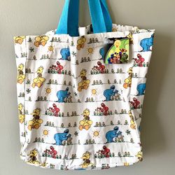 New Sesame Street Canvas Tote Shopping Bag Sesame Workshop  Large Size 