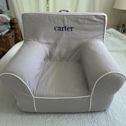 POTTERY BARN KIDS ANYWHERE CHAIR W/ EMBROIDERED SLIPCOVER “ CARTER”