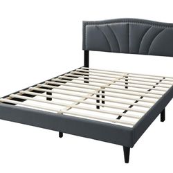 Brand New Gray Or Brown Linen Queen Bedframe