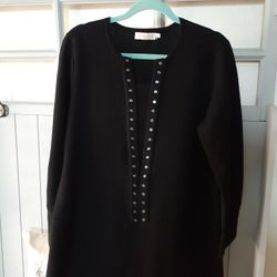 Tory Burch-Black Embellished Wool Sweater-Size L,EUC